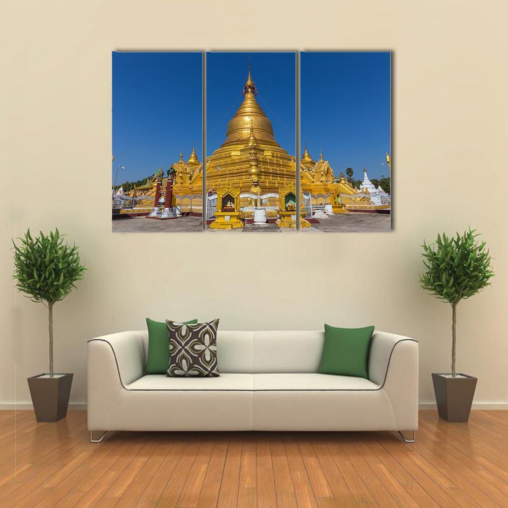 Kuthodaw Pagoda In Mandalay Canvas Wall Art-3 Horizontal-Gallery Wrap-37" x 24"-Tiaracle