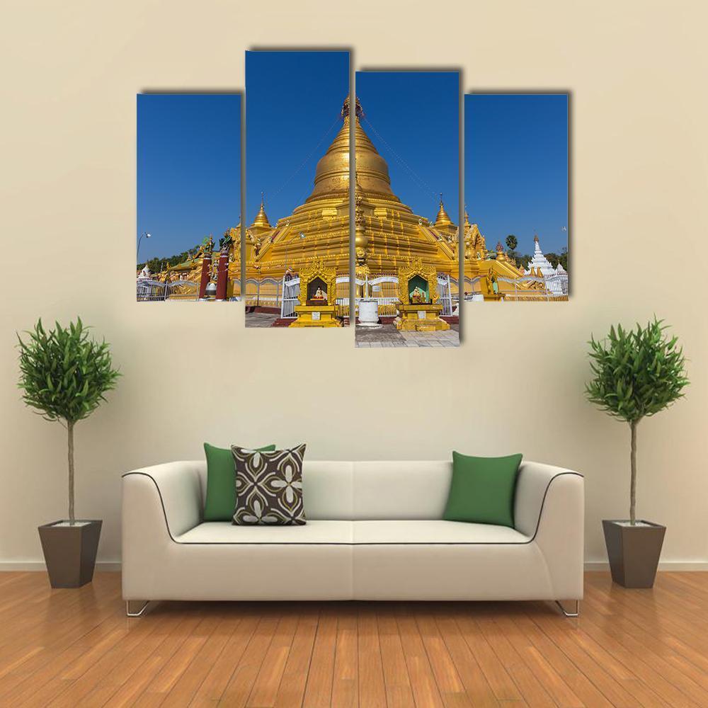 Kuthodaw Pagoda In Mandalay Canvas Wall Art-4 Pop-Gallery Wrap-50" x 32"-Tiaracle