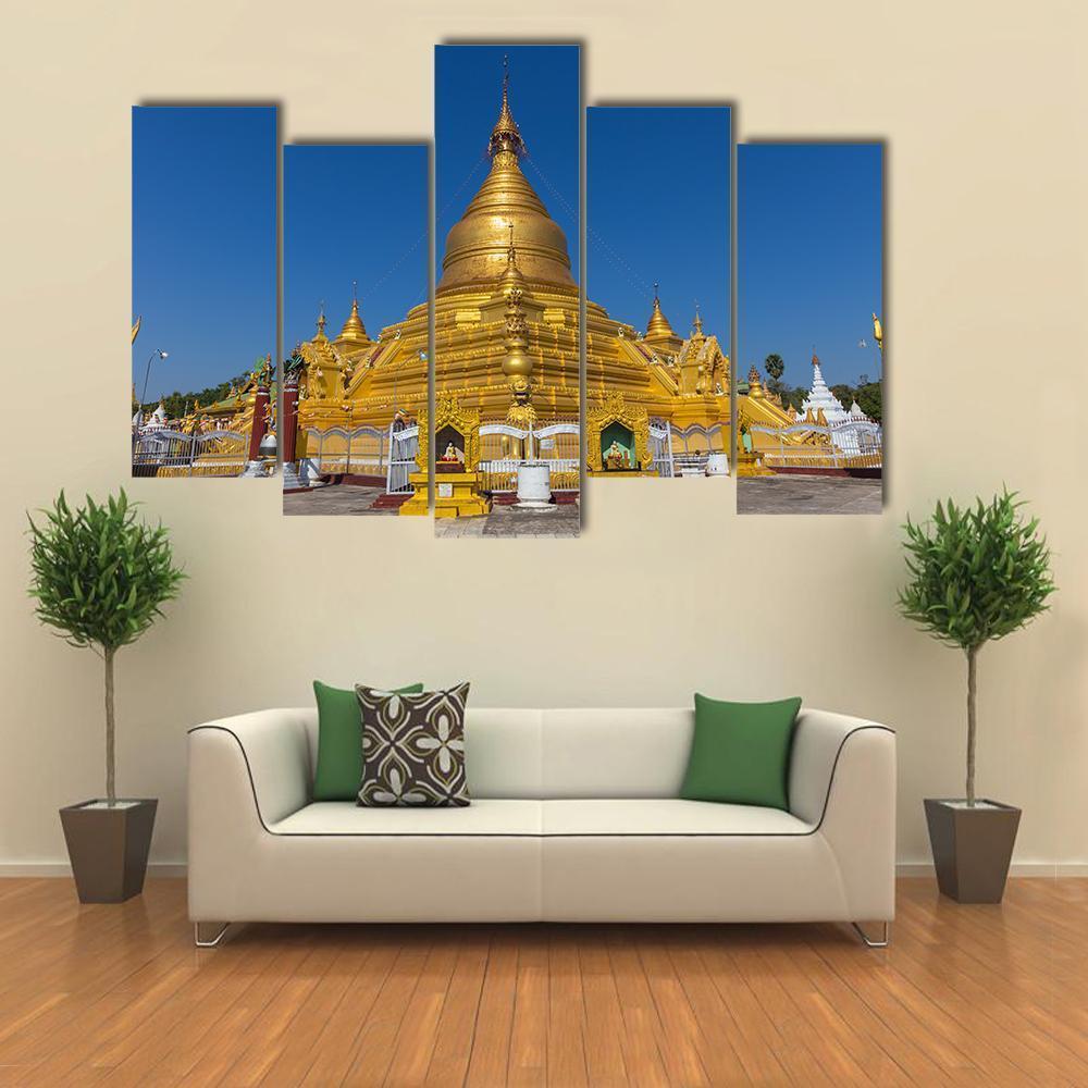 Kuthodaw Pagoda In Mandalay Canvas Wall Art-5 Pop-Gallery Wrap-47" x 32"-Tiaracle