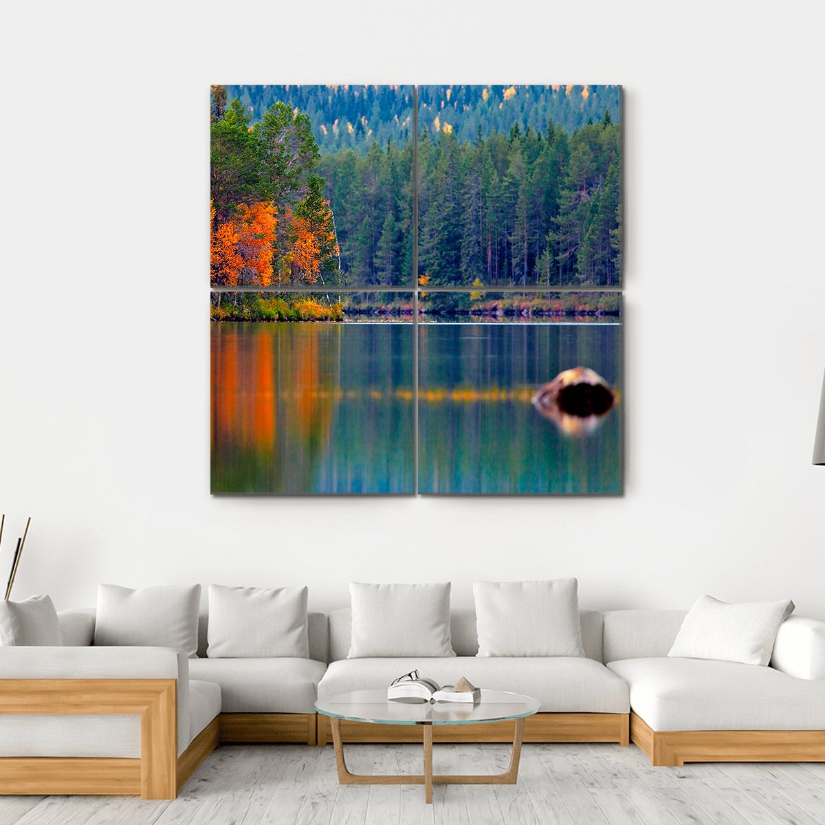 Kuusamo Lake Canvas Wall Art-4 Square-Gallery Wrap-17" x 17"-Tiaracle