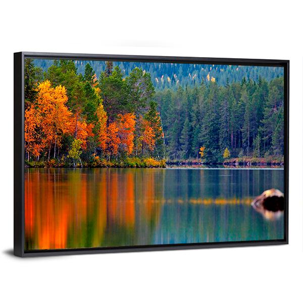 Kuusamo Lake Canvas Wall Art-3 Horizontal-Gallery Wrap-25" x 16"-Tiaracle