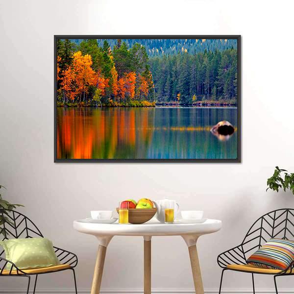 Kuusamo Lake Canvas Wall Art-3 Horizontal-Gallery Wrap-25" x 16"-Tiaracle