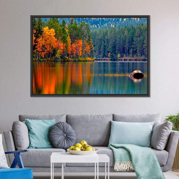 Kuusamo Lake Canvas Wall Art-3 Horizontal-Gallery Wrap-25" x 16"-Tiaracle