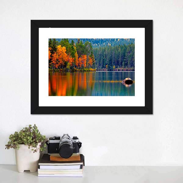 Kuusamo Lake Canvas Wall Art-1 Piece-Framed Print-20" x 16"-Tiaracle