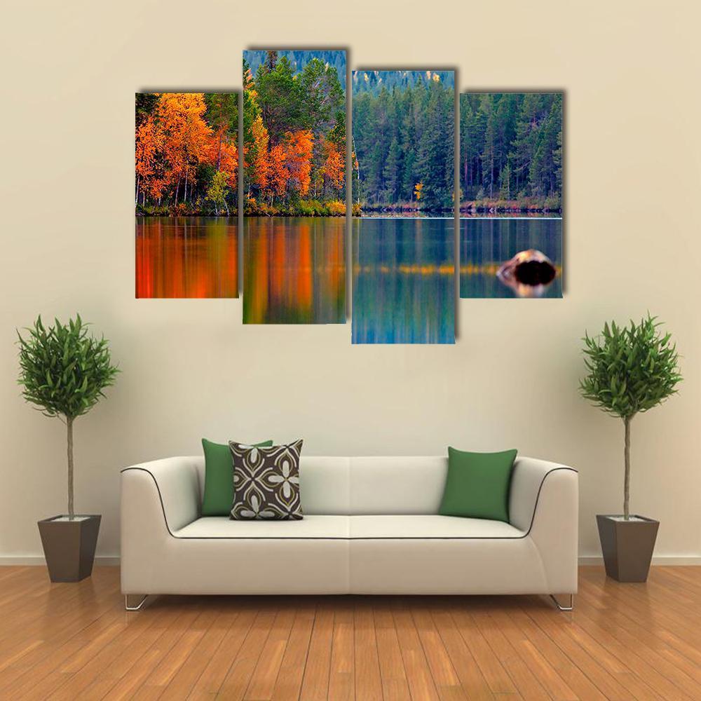 Kuusamo Lake Canvas Wall Art-4 Pop-Gallery Wrap-50" x 32"-Tiaracle