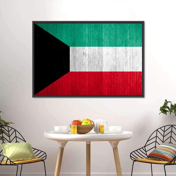 Kuwait Flag Canvas Wall Art-3 Horizontal-Gallery Wrap-25" x 16"-Tiaracle