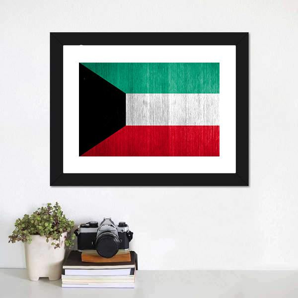 Kuwait Flag Canvas Wall Art-1 Piece-Framed Print-20" x 16"-Tiaracle