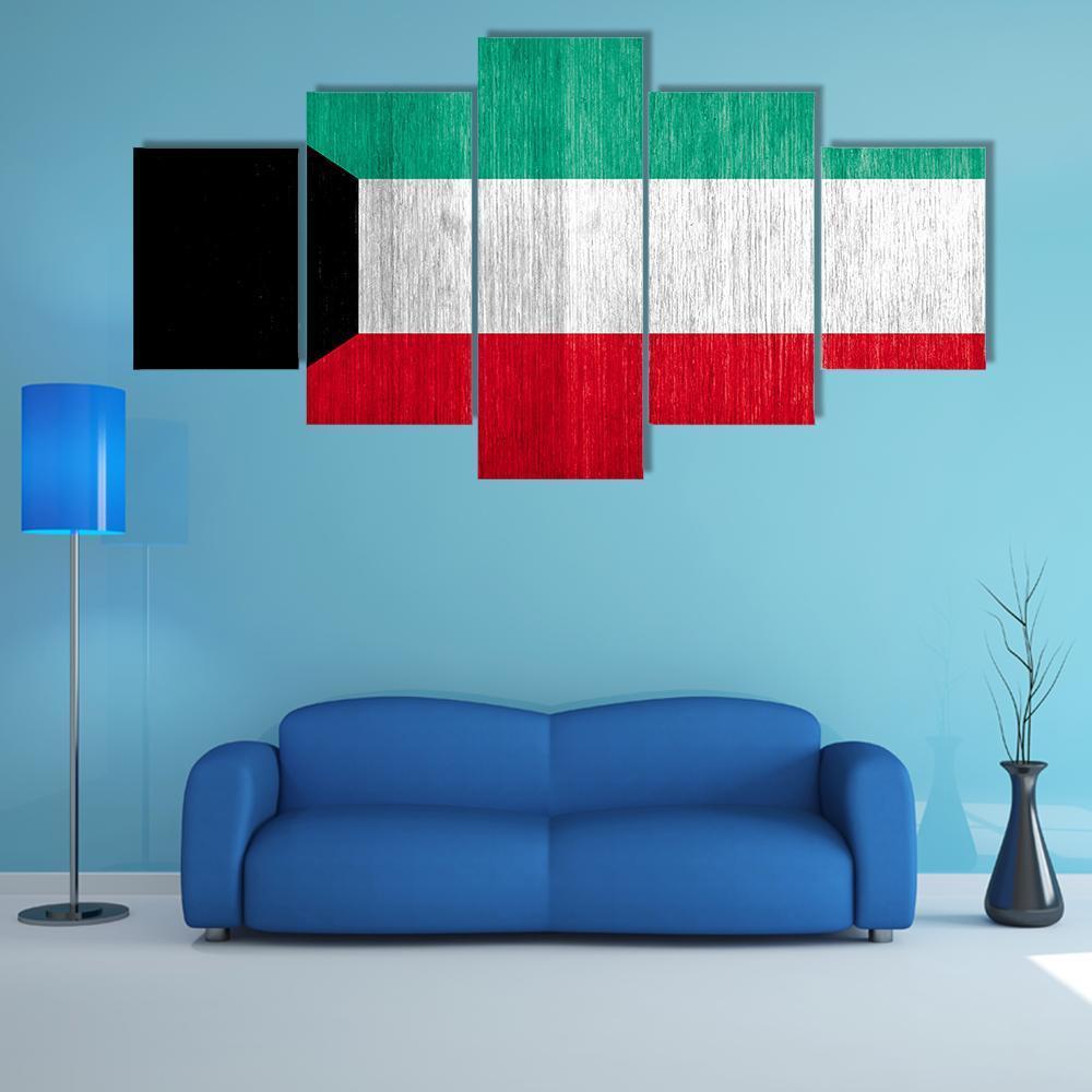 Kuwait Flag Canvas Wall Art-5 Star-Gallery Wrap-62" x 32"-Tiaracle