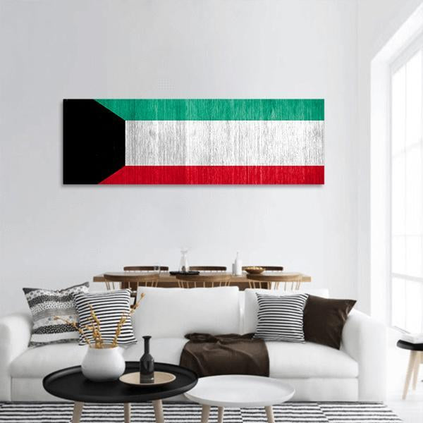 Kuwait Flag Panoramic Canvas Wall Art-1 Piece-36" x 12"-Tiaracle