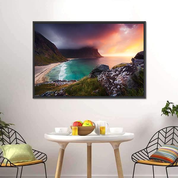 Kvalvika Beach Norway Canvas Wall Art-3 Horizontal-Gallery Wrap-25" x 16"-Tiaracle