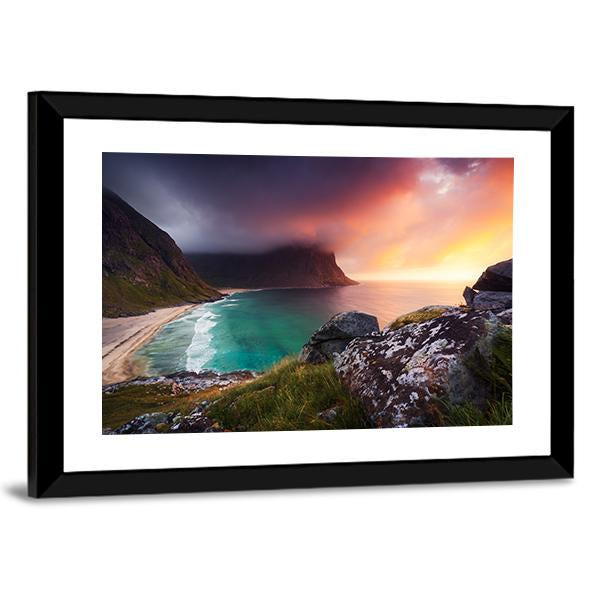 Kvalvika Beach Norway Canvas Wall Art-3 Horizontal-Gallery Wrap-25" x 16"-Tiaracle