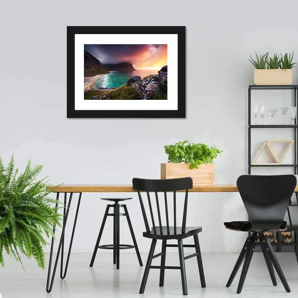 Kvalvika Beach Norway Canvas Wall Art-3 Horizontal-Gallery Wrap-25" x 16"-Tiaracle