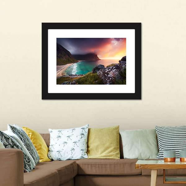 Kvalvika Beach Norway Canvas Wall Art-3 Horizontal-Gallery Wrap-25" x 16"-Tiaracle