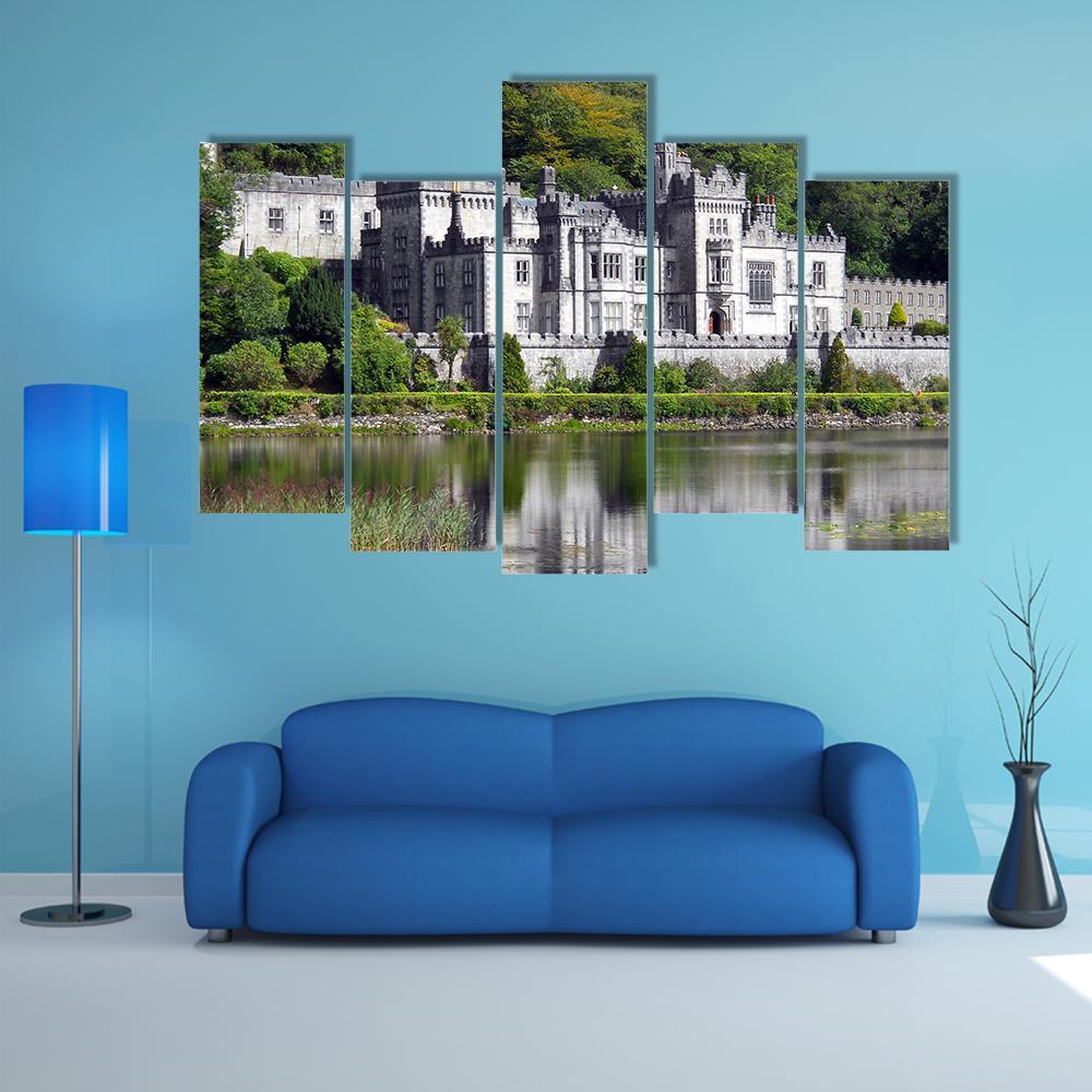 Kylemore Abbey Ireland Canvas Wall Art-5 Pop-Gallery Wrap-47" x 32"-Tiaracle