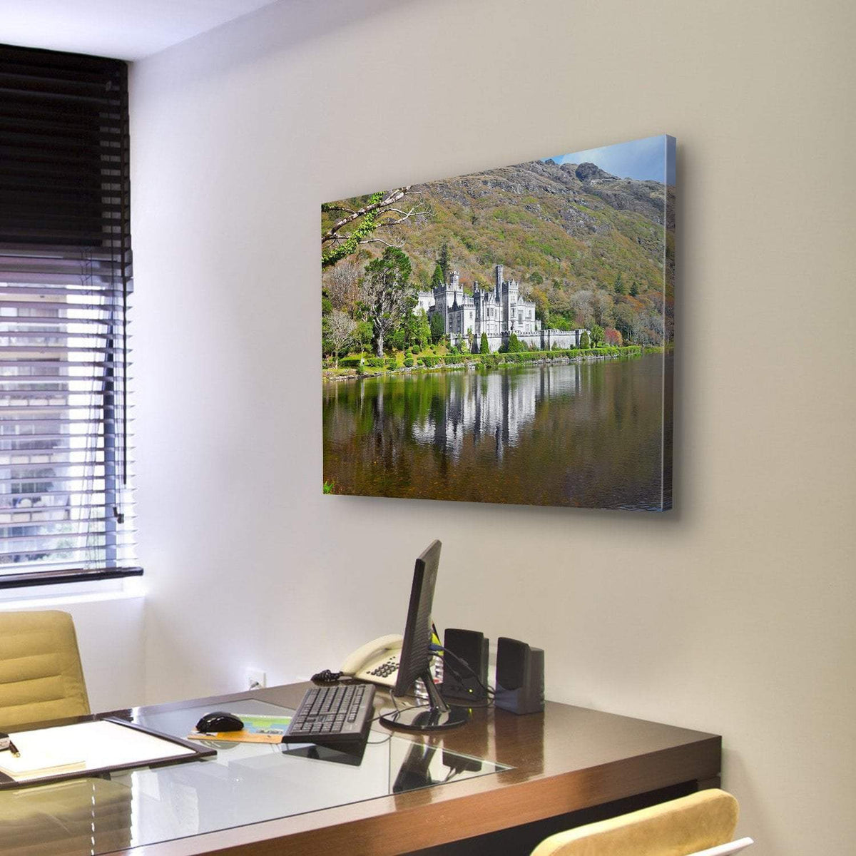 Kylemore Abbey Canvas Wall Art-3 Horizontal-Gallery Wrap-25" x 16"-Tiaracle