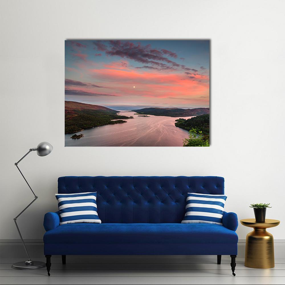 Kyles Of Bute In Twilight Canvas Wall Art-3 Horizontal-Gallery Wrap-37" x 24"-Tiaracle