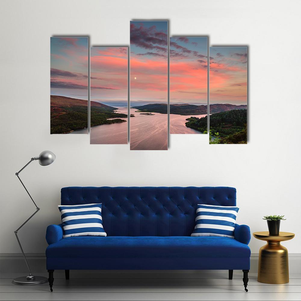 Kyles Of Bute In Twilight Canvas Wall Art-5 Pop-Gallery Wrap-47" x 32"-Tiaracle
