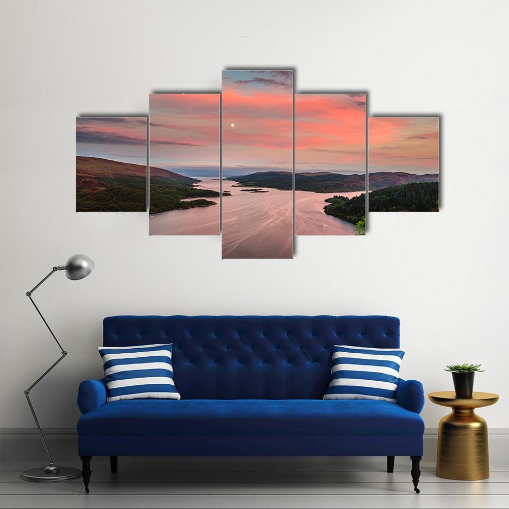 Kyles Of Bute In Twilight Canvas Wall Art-5 Star-Gallery Wrap-62" x 32"-Tiaracle