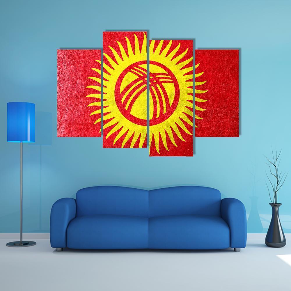 Kyrgyzstan Flag Canvas Wall Art-4 Pop-Gallery Wrap-50" x 32"-Tiaracle