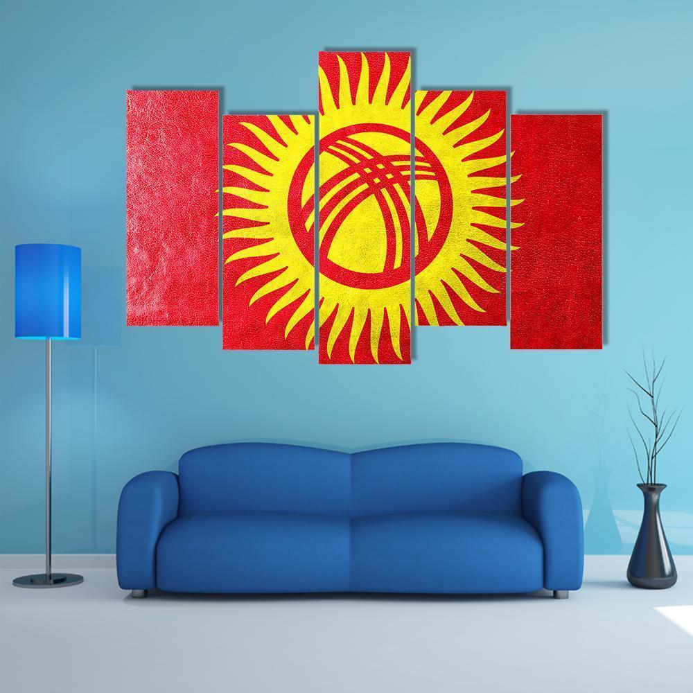 Kyrgyzstan Flag Canvas Wall Art-5 Pop-Gallery Wrap-47" x 32"-Tiaracle