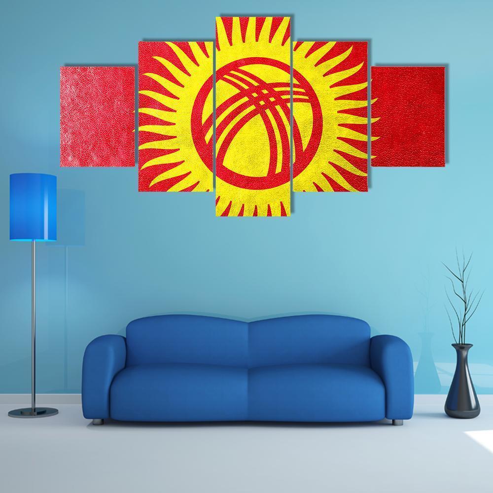 Kyrgyzstan Flag Canvas Wall Art-5 Star-Gallery Wrap-62" x 32"-Tiaracle
