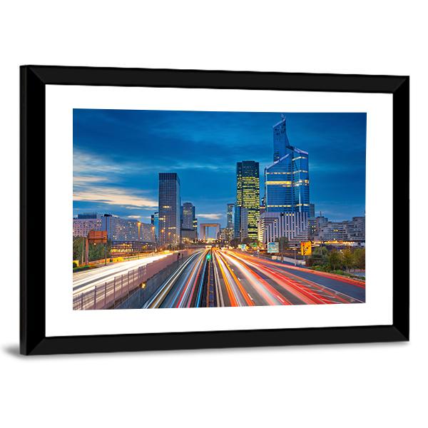 La Defense During Twilight Canvas Wall Art-3 Horizontal-Gallery Wrap-25" x 16"-Tiaracle