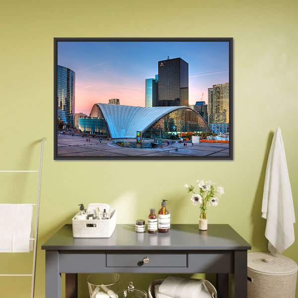 La Defense In Paris Canvas Wall Art-1 Piece-Floating Frame-24" x 16"-Tiaracle