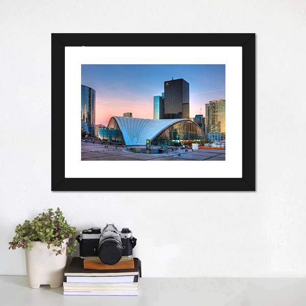 La Defense In Paris Canvas Wall Art-1 Piece-Framed Print-20" x 16"-Tiaracle