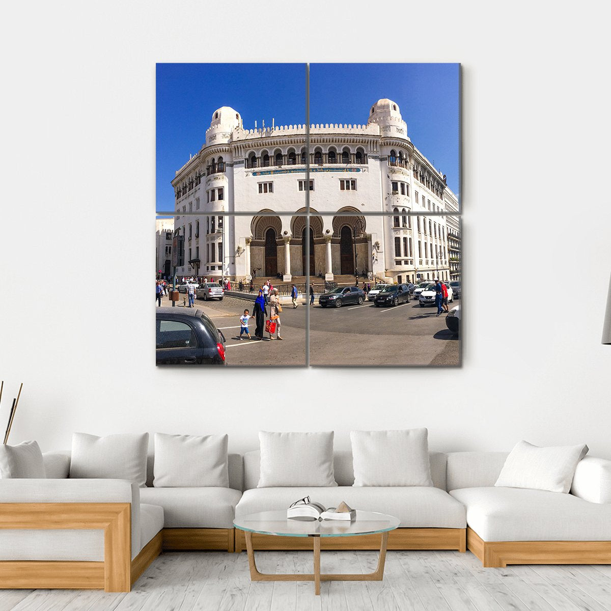 La Grande Poste Algiers Building Canvas Wall Art-4 Square-Gallery Wrap-17" x 17"-Tiaracle