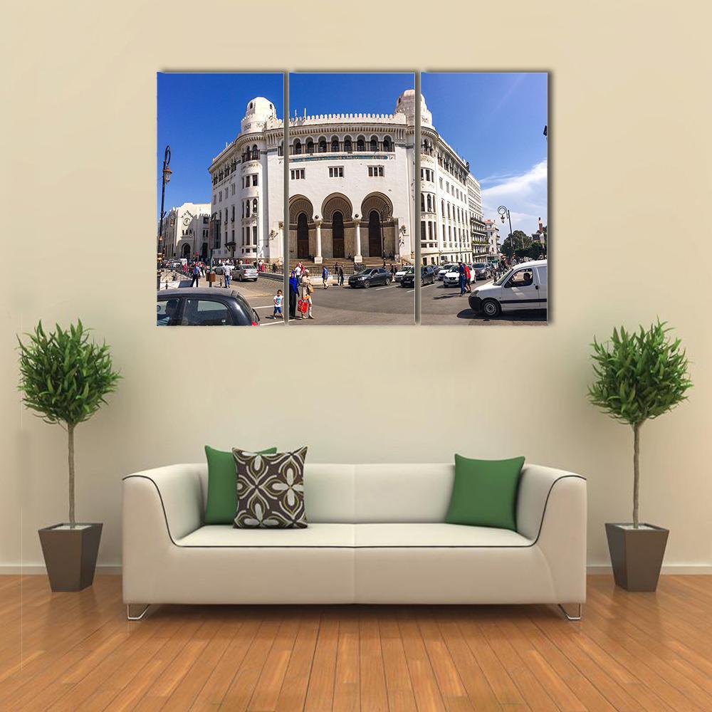 La Grande Poste Algiers Building Canvas Wall Art-3 Horizontal-Gallery Wrap-37" x 24"-Tiaracle