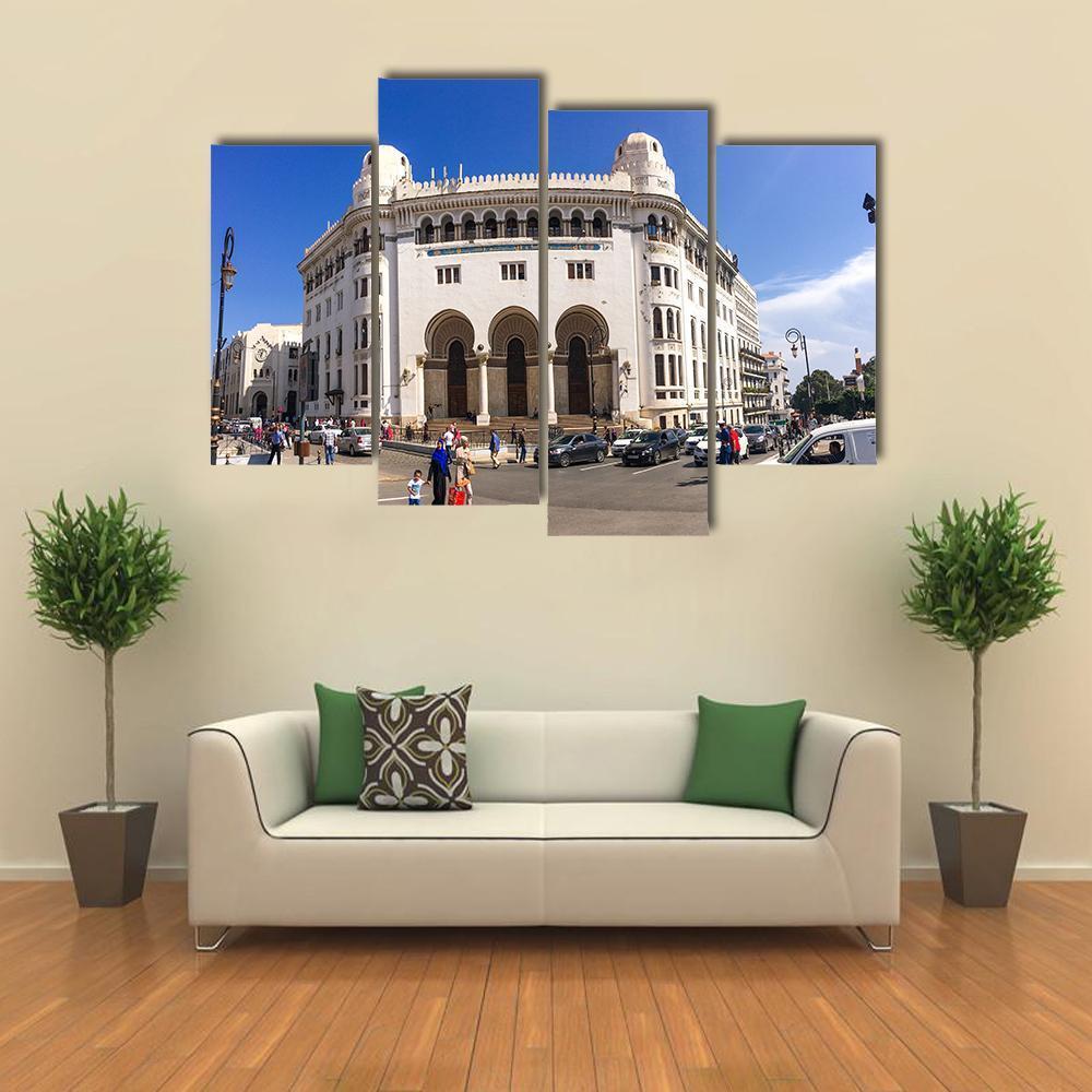 La Grande Poste Algiers Building Canvas Wall Art-4 Pop-Gallery Wrap-50" x 32"-Tiaracle