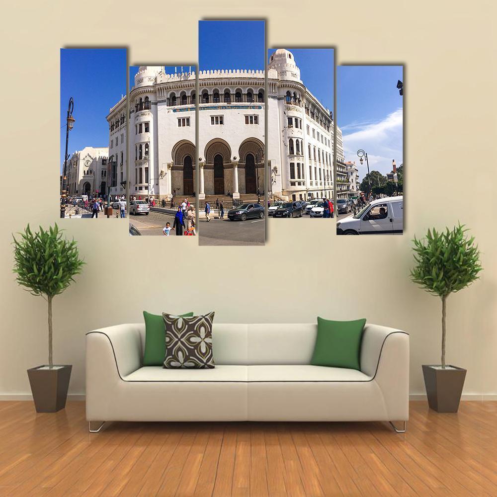 La Grande Poste Algiers Building Canvas Wall Art-5 Pop-Gallery Wrap-47" x 32"-Tiaracle