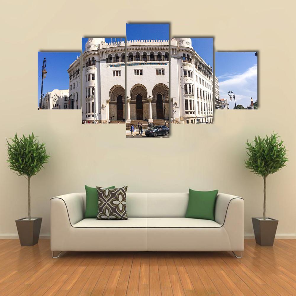 La Grande Poste Algiers Building Canvas Wall Art-5 Star-Gallery Wrap-62" x 32"-Tiaracle
