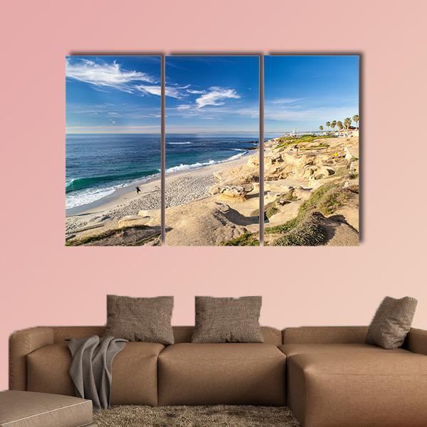 La Jolla Cove Beach California Canvas Wall Art-3 Horizontal-Gallery Wrap-37" x 24"-Tiaracle