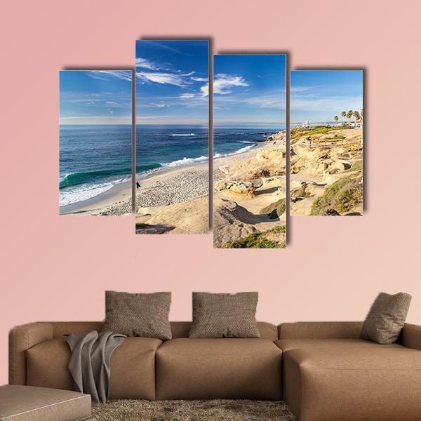 La Jolla Cove Beach California Canvas Wall Art-4 Pop-Gallery Wrap-50&quot; x 32&quot;-Tiaracle
