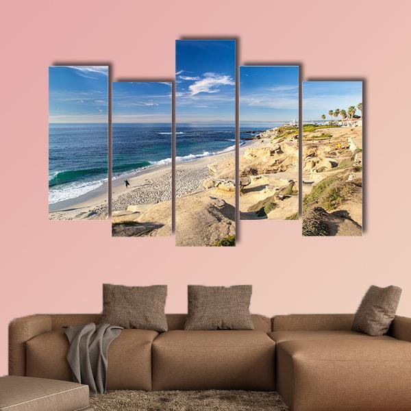 La Jolla Cove Beach California Canvas Wall Art-5 Pop-Gallery Wrap-47&quot; x 32&quot;-Tiaracle