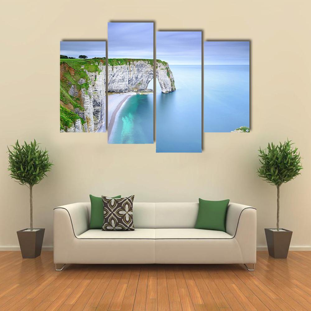 La Manneporte Natural Rock Canvas Wall Art-4 Pop-Gallery Wrap-50" x 32"-Tiaracle