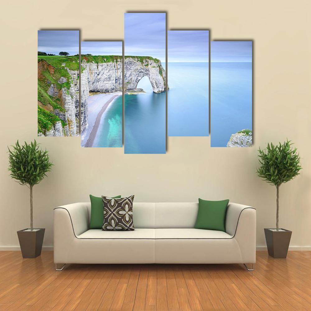 La Manneporte Natural Rock Canvas Wall Art-5 Pop-Gallery Wrap-47" x 32"-Tiaracle