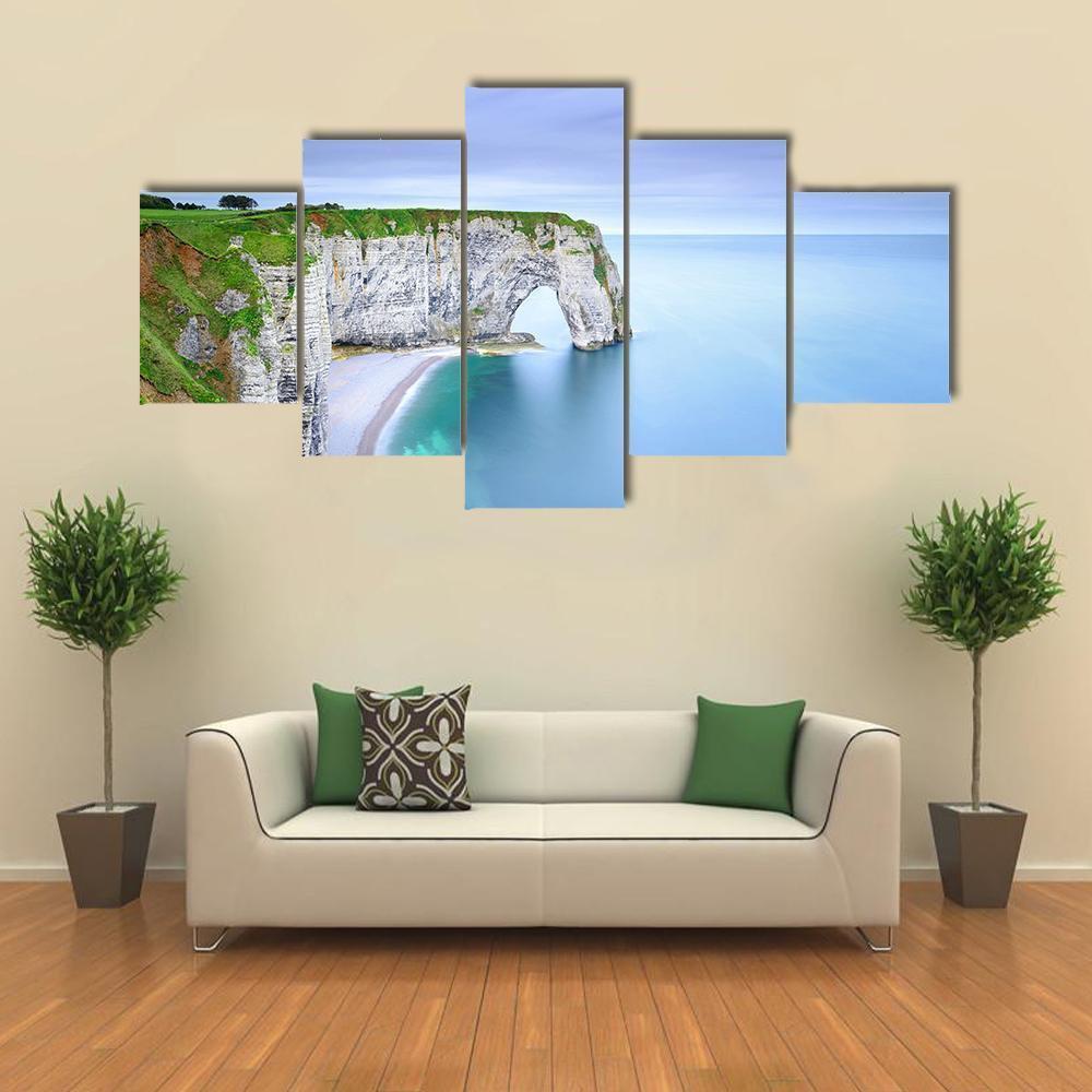 La Manneporte Natural Rock Canvas Wall Art-4 Pop-Gallery Wrap-50" x 32"-Tiaracle