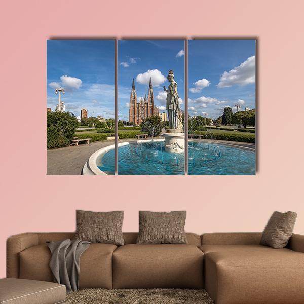 La Plata Cathedral Argentina Canvas Wall Art-4 Pop-Gallery Wrap-50" x 32"-Tiaracle