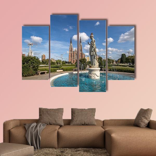 La Plata Cathedral Argentina Canvas Wall Art-4 Pop-Gallery Wrap-50" x 32"-Tiaracle