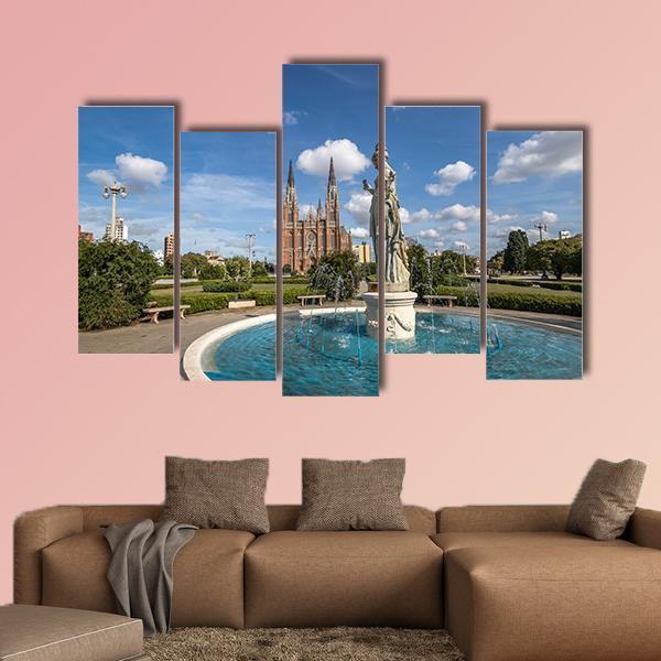 La Plata Cathedral Argentina Canvas Wall Art-5 Pop-Gallery Wrap-47" x 32"-Tiaracle