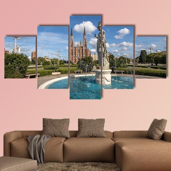 La Plata Cathedral Argentina Canvas Wall Art-5 Star-Gallery Wrap-62" x 32"-Tiaracle