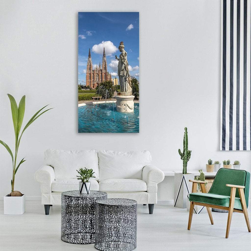 La Plata Cathedral Argentina Vertical Canvas Wall Art-3 Vertical-Gallery Wrap-12" x 25"-Tiaracle