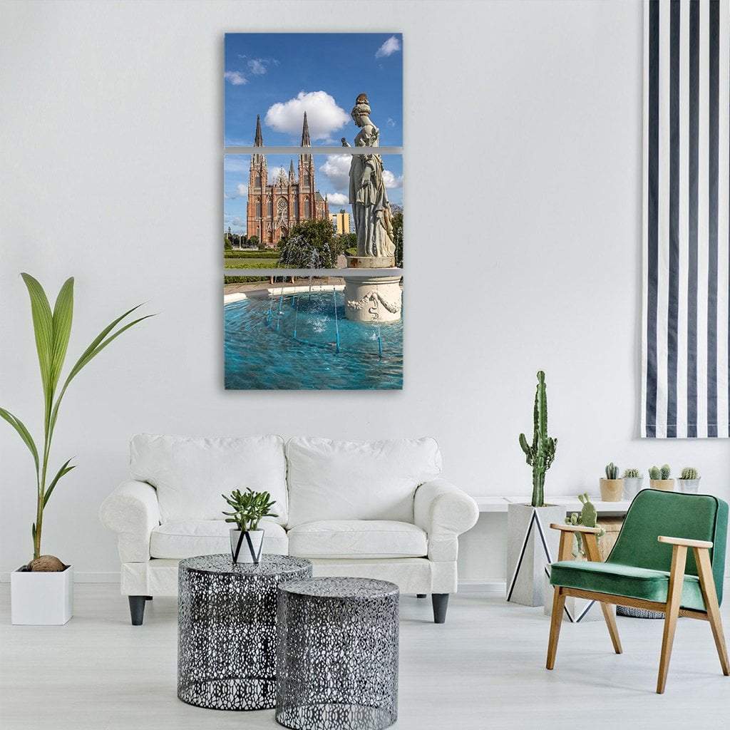 La Plata Cathedral Argentina Vertical Canvas Wall Art-3 Vertical-Gallery Wrap-12" x 25"-Tiaracle