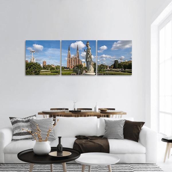La Plata Cathedral Argentina Panoramic Canvas Wall Art-3 Piece-25" x 08"-Tiaracle