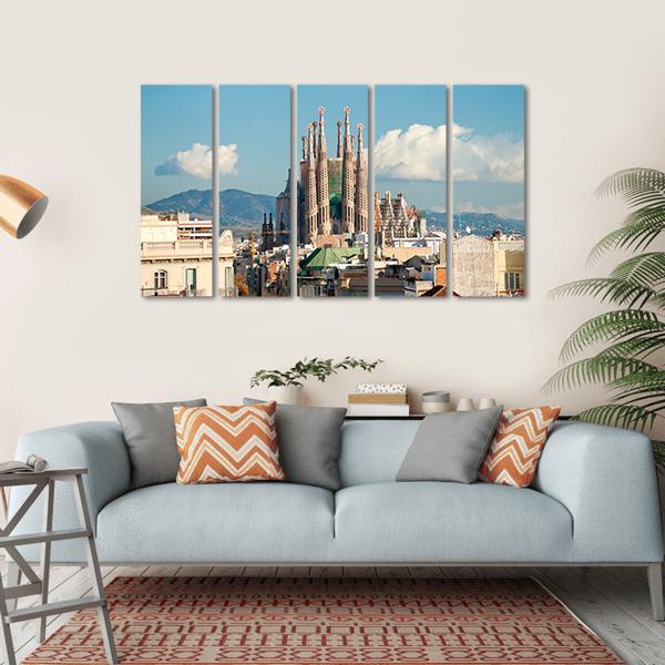 La Sagrada Familia Basilica Canvas Wall Art-5 Horizontal-Gallery Wrap-22" x 12"-Tiaracle