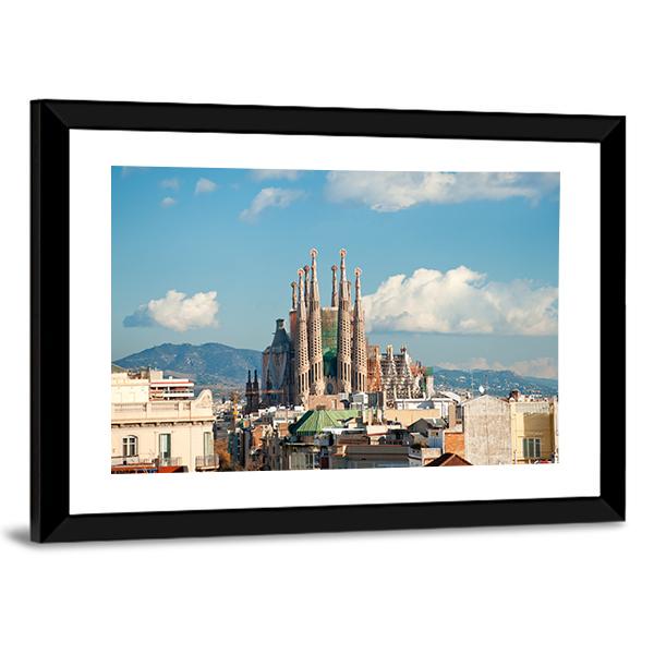 La Sagrada Familia Basilica Canvas Wall Art-3 Horizontal-Gallery Wrap-25" x 16"-Tiaracle