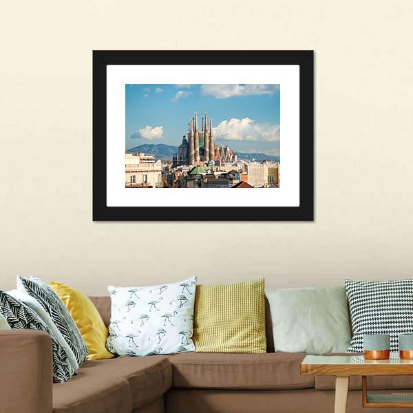 La Sagrada Familia Basilica Canvas Wall Art-3 Horizontal-Gallery Wrap-25" x 16"-Tiaracle