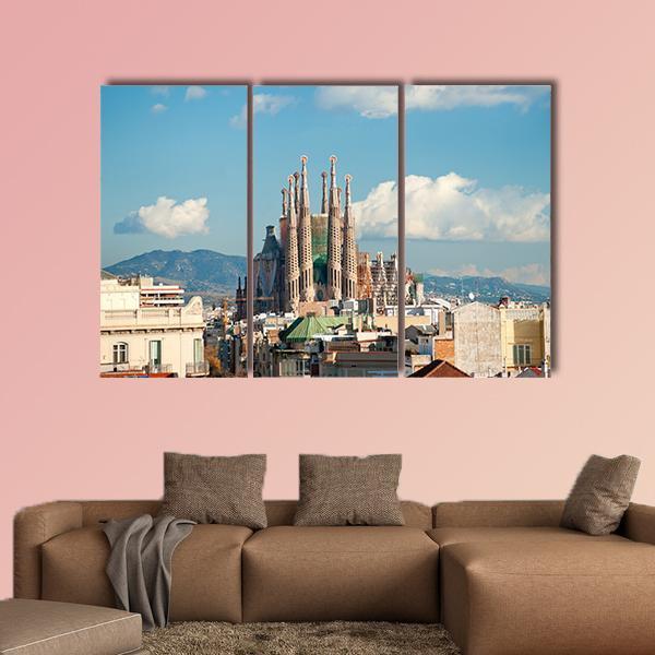 La Sagrada Familia Basilica Canvas Wall Art-3 Horizontal-Gallery Wrap-37" x 24"-Tiaracle